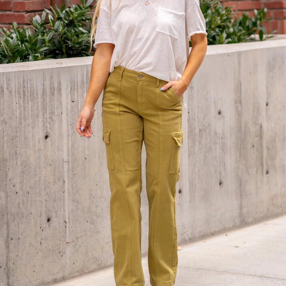 Judy Blue Matcha High Rise Cargo Straight